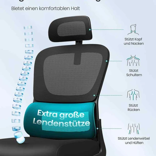 Biuro kėdė SONGMICS OBN041B01, su sulankstomais porankiais, 71,5 × 116–135 × 64 cm - Darbo kėdės