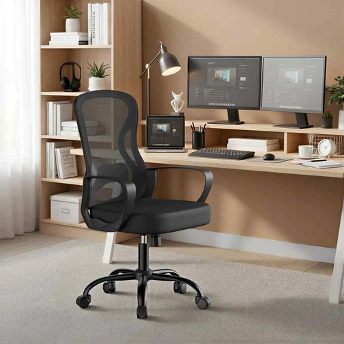 Biuro kėdė SONGMICS, su supimo funkcija, Juoda, 60 × 95,5–105,5 × 60 cm - Darbo kėdės