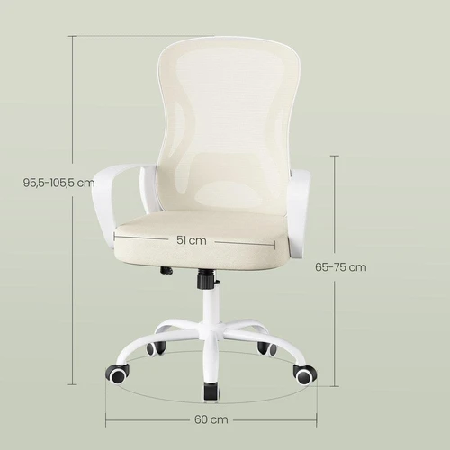 Biuro kėdė SONGMICS, su supimo funkcija, Smėlio/balta, 60 × 95,5–105,5 × 60 cm - Darbo kėdės