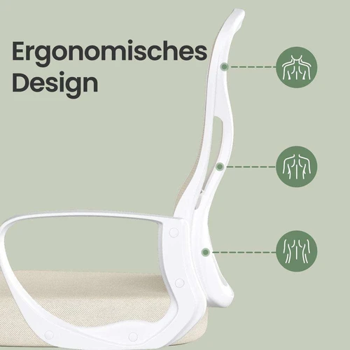 Biuro kėdė SONGMICS, su supimo funkcija, Smėlio/balta, 60 × 95,5–105,5 × 60 cm - Darbo kėdės