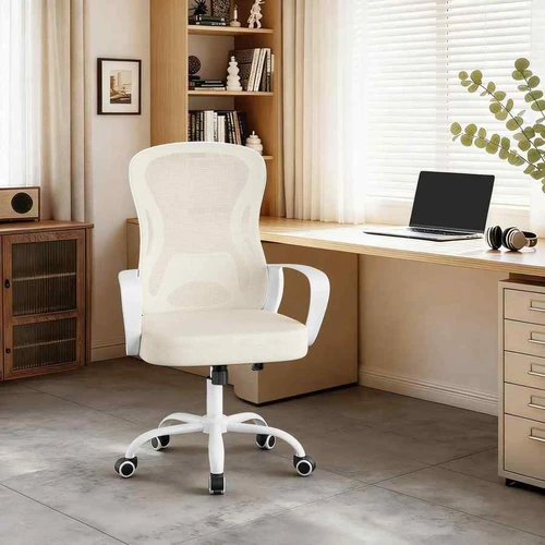 Biuro kėdė SONGMICS, su supimo funkcija, Smėlio/balta, 60 × 95,5–105,5 × 60 cm - Darbo kėdės