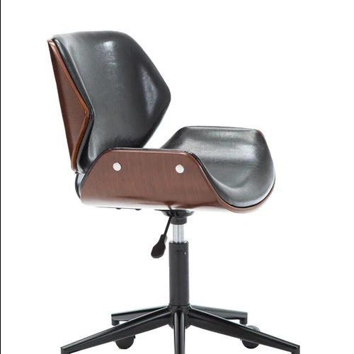 Stilinga biuro kėdė su metaline kryžme ir medienos imitacijos korpusu