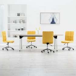 Biuro kėdės, 4vnt., geltonos spalvos, audinys