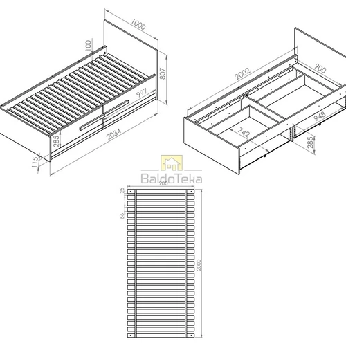 Lova sniego pušies ir pilkos spalvos