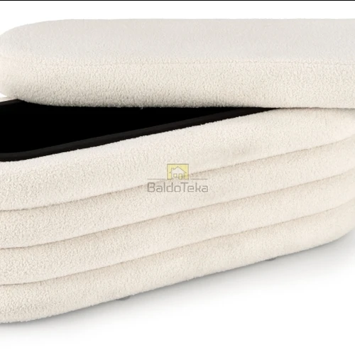 Gobeleno bouclé fotelis su dažytu metalu – kreminė spalva