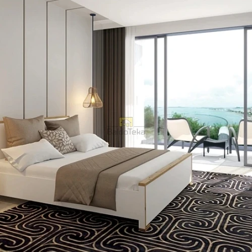 Balta matinė lova su ąžuolo artisan detalėmis