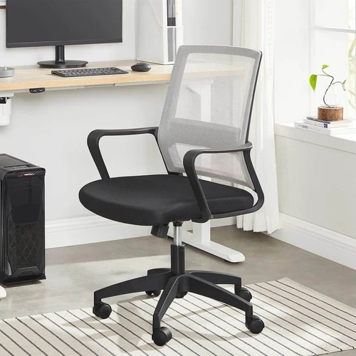 Moderni biuro kėdė su poliesterio ir plieno konstrukcija