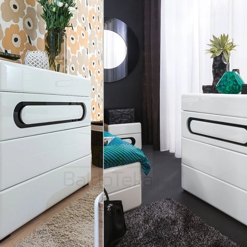 San Remo ąžuolo dizaino spintelė su blizgiu finishu