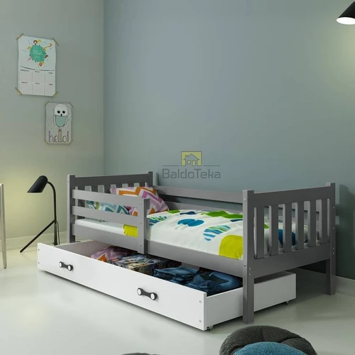 Natūralus pušies medis ir MDF, grafitas/balta