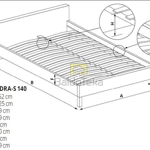 Moderni balta ir juoda lova su ekologiška medžiaga