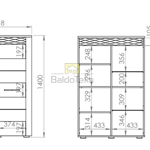 Aukštos kokybės LMDP spinta su frezuotu MDF ir snieginės pušies spalva