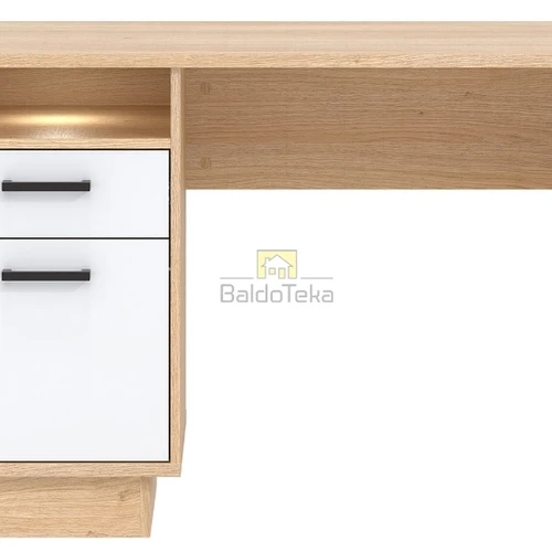 Modernus spalvų derinys ąžuolo Nagano ir baltos blizgios