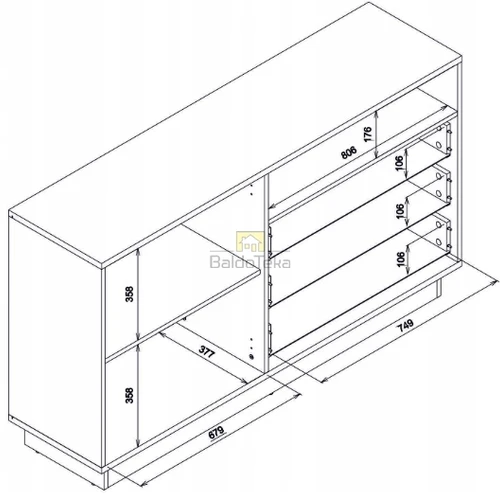 Stilinga COLIN spinta baltos ir ąžuolo spalvos