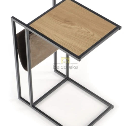 Modernus auksinio ąžuolo ir juodos spalvos stalelis