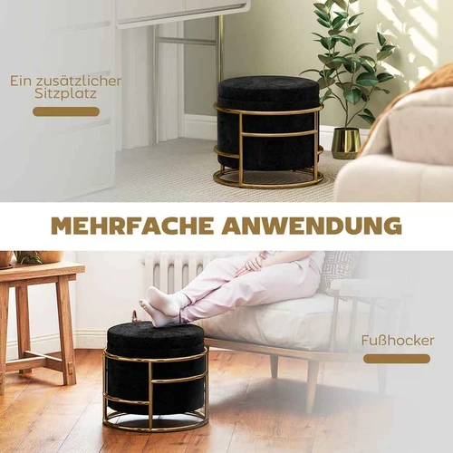 Daiktadėžės pufas, 24 l, Juoda - Pufai