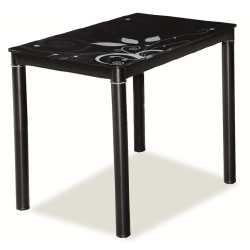 Stalas su grūdintu stiklu ir dažytu metalu