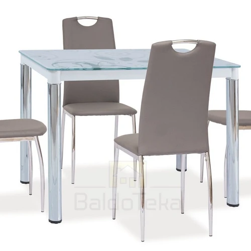 Moderni balta spinta su grūdintu stiklu ir chromuota apdaila