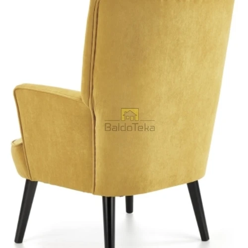 Moderni geltona ir juoda sofė su minkštu veliūru