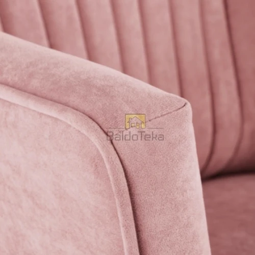 Moderni rožinė sofos lova su juodais veliūriniais elementais