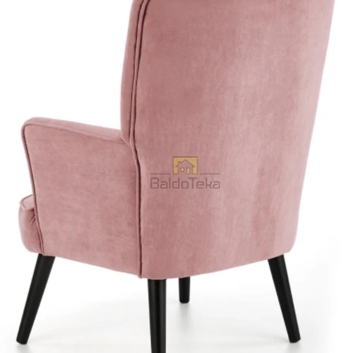 Elegantiška rožinė sofos lova su juodais veliūriniais detalėmis