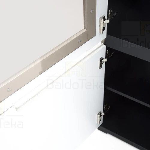 Elegantiška spinta su laminuotu korpusu ir stiklo fasadu