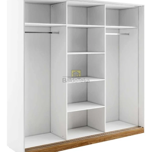 Moderni balta spinta su ąžuolo apdaila ir didelėmis talpyklos galimybėmis