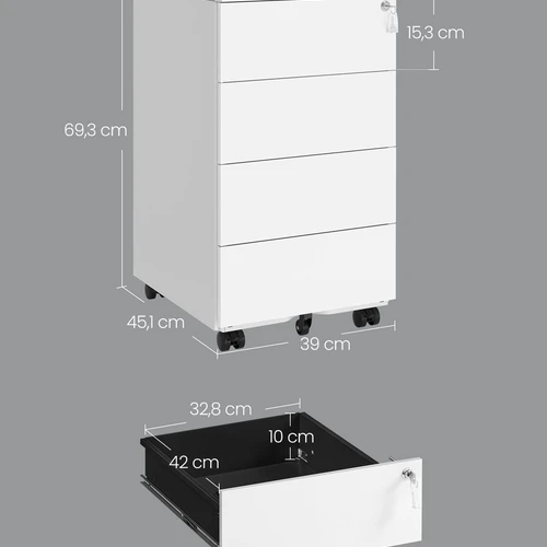 Dokumentų spinta 45,1x39x69,3cm., baltos spalvos - Komodos, šoninės spintelės
