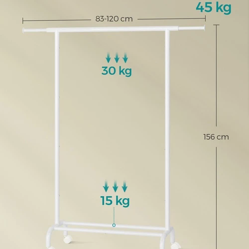 Drabužių kabykla 40x120x156cm., baltos spalvos - Rūbų kabyklos
