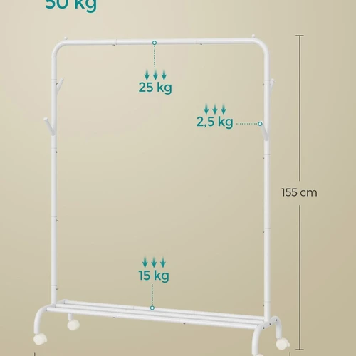 Drabužių kabykla 41x103,5x155cm., baltos spalvos - Rūbų kabyklos