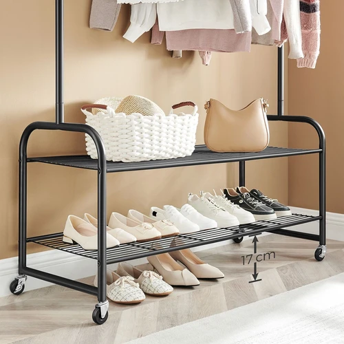 Juoda plieninė drabužių kabykla 115x45x168,5 cm