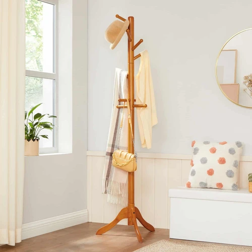 Tvirtas ir patvarus 3 pėdų paltų stovas ąžuolo spalva