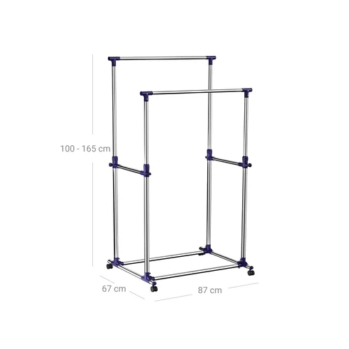 Lengva ir tvirta drabužių kabykla su teleskopiniu strypu