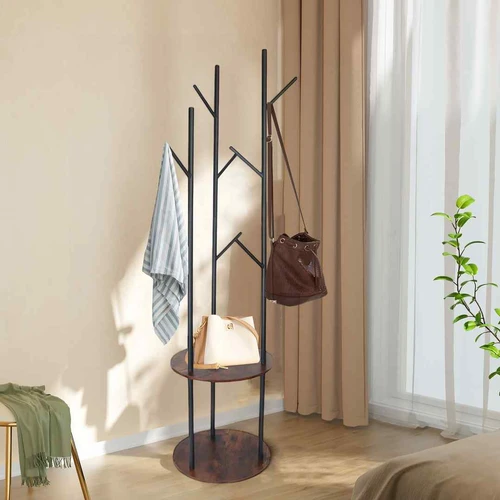Drabužių kabykla Relaxdays, 8 kabliukai, 2 lentynos, 40 × 175 × 40 cm - Rūbų kabyklos