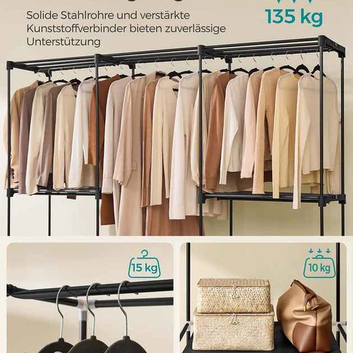 Drabužių spinta SONGMICS RYG24BK, Su pakabinimo bėgiais, Juoda - Spintos, spintelės