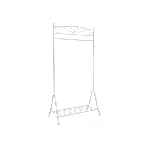 Drabužių stovas su batų lentyna, baltos spalvos