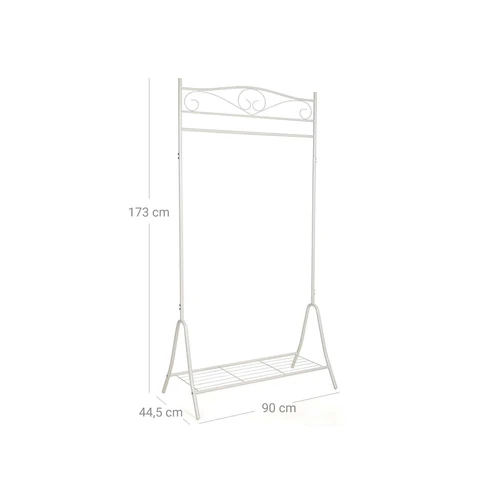 Stabilus ir funkcionalus drabužių stovas su kabykla ir lentyna