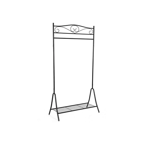Drabužių stovas su batų lentyna, juodos spalvos