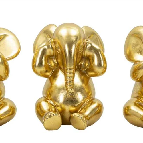 Dramblių skulptūrų rinkinys, 3 vnt, Ø 15,5 × 20,5 cm