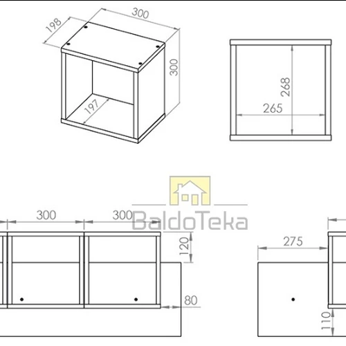 LMDP stalai 30x30x20 cm – Bukas Fjord, Balta matinė, Pilka Platina spalvos
