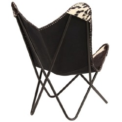 Drugelio formos kėdė, juoda ir balta, tikra ožkos oda - Foteliai