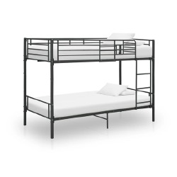 Dviaukštė lova, juodos spalvos, 90x200cm, metalas