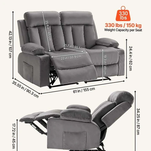 Sofa su USB ir puodelių laikikliais