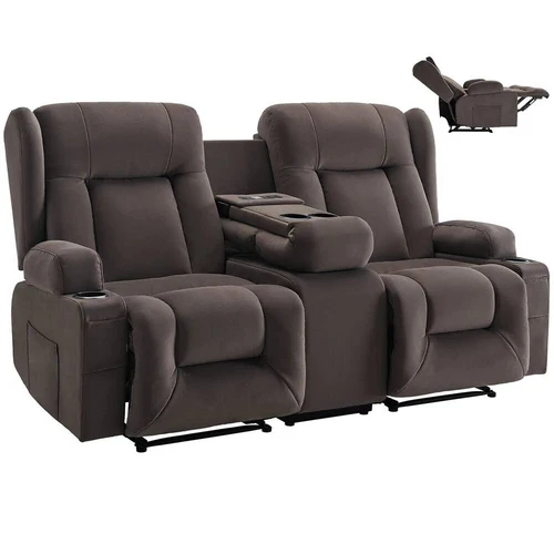 Dviejų vietų sofa su USB ir puodelių laikikliais