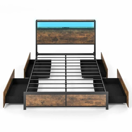 Dvigulės lovos rėmas 216x144x102cm., rudos/juodos spalvos
