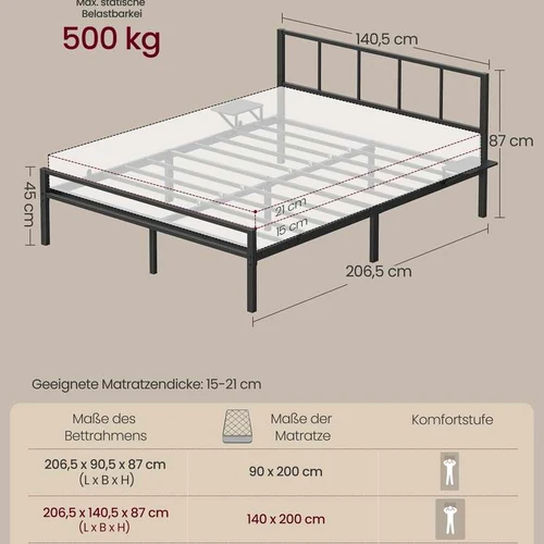Dvigulės lovos rėmas VASAGLE, su lentynomis - Lovos
