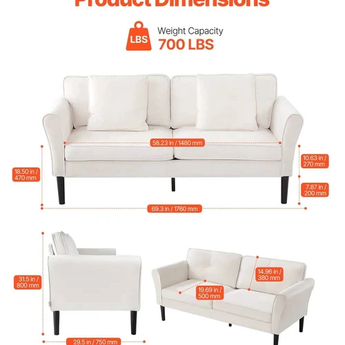 Tvirtas rėmas – ilgaamžė balta aksominė sofa