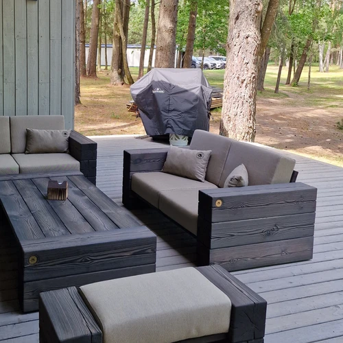 Dvivietė lauko sofa, deginta mediena ¦ TIMBER