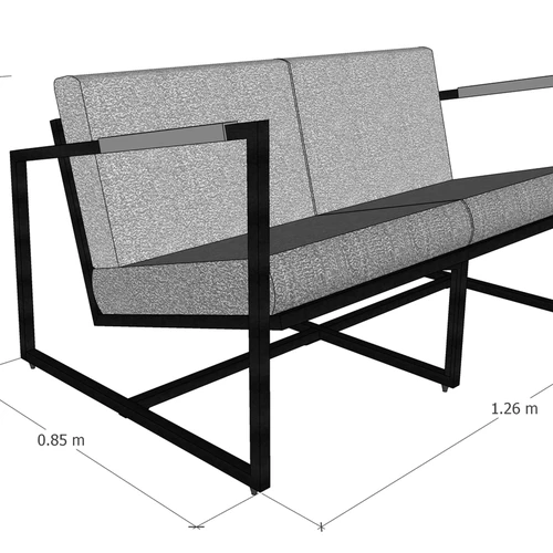 Moderni dvivietė sofa balkonui ir terasaiDvivietė sofa su metaliniu rėmu ir termo uosiuAtspari drėgmei lauko sofa su reguliuojamomis kojelėmisPremi