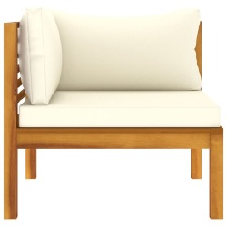 Dvivietė sodo sofa su kreminėmis pagalvėlėmis, akacijos masyvas - Foteliai, sofos