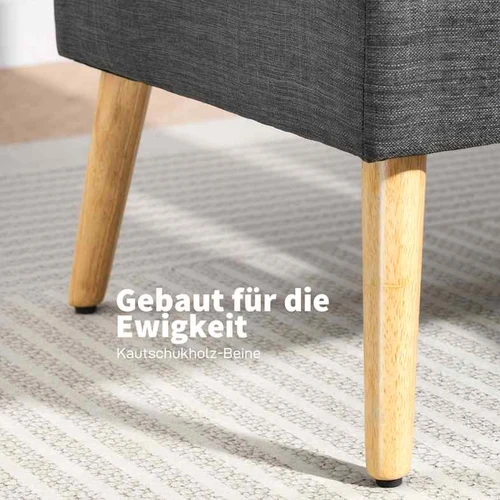 Dvivietė sofa, 118 cm, tamsiai pilka, lino imitacija, mažoms erdvėms - Sofos